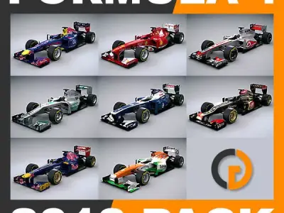 F1 2013 Cars and Helmets 3D model