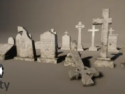 Tombstone PACK UE4 Unity PBR Low-poly 3D model