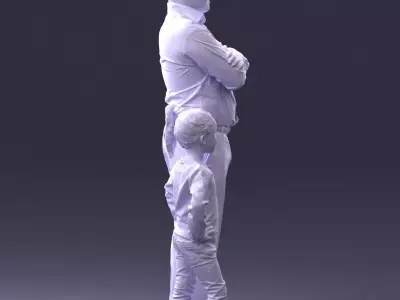 000383 3D Scanned Father and Daughter Standing Pose 3dp 3D print model