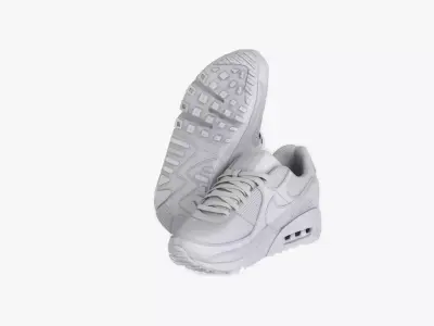 Nike Air Max 90 Recraft Triple White Low-poly 3D model
