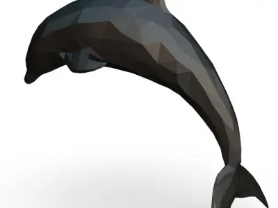 dolphin low poly polygonal 3D print model