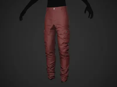 Red Snowboard Pants Style 1 Low-poly 3D model