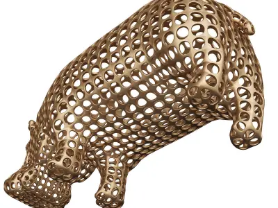 Hippopotamus Voronoi Wireframe 3D print model