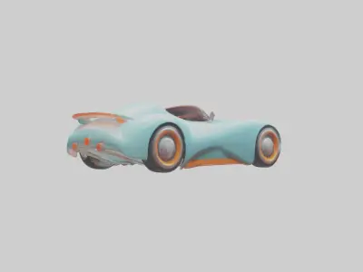 Retro Futuristic Car model Low-poly 3D model