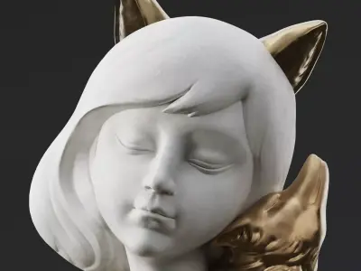 Girl and fox 3D model