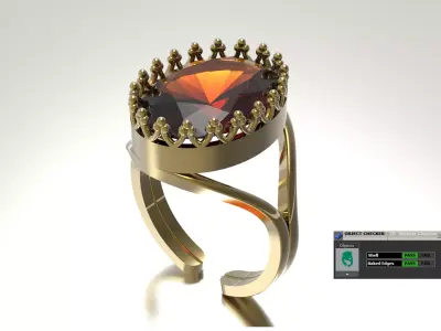 Open Band Solitaire with Crown Setting model gr0175 3D print model