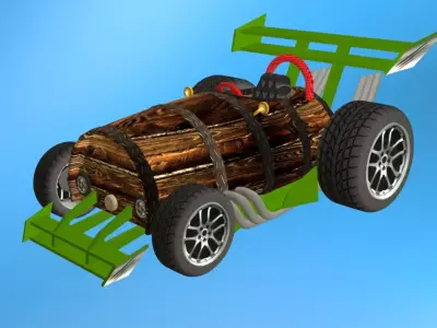 Barrel Car Low-poly 3D model