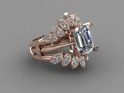 Rose Gold Women Diamond Ring 3D print model 3D print model 4