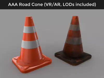 Traffic Road Cone - 3D VR  AR  game ready  Free low-poly 3D model