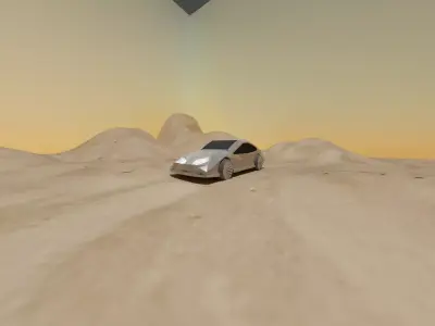 low poly car in desert Low-poly 3D model