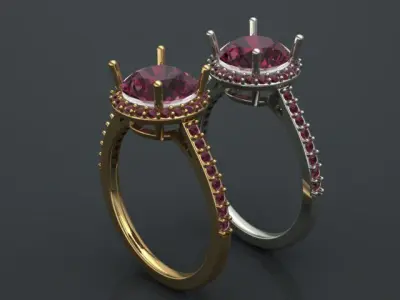 Engagement ring 3D print model 7