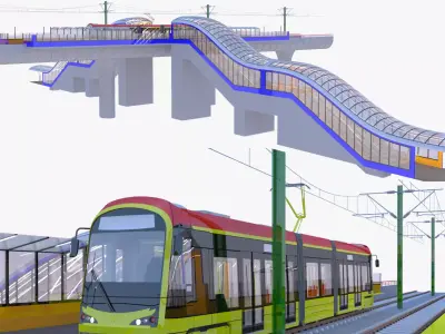 Warsaw tram stop VI 3D model