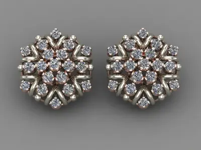  Rose Gold Diamond Earring 3D Print Model 3D print model