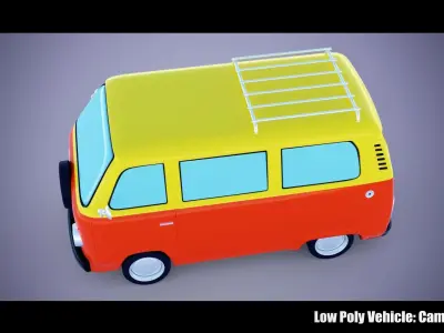 Low Poly Vehicle -  Campervan Low-poly 3D model