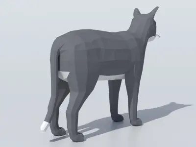 Low Poly Cartoon Cat Low-poly 3D model