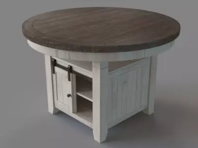 Pema Adjustable Height Storage Dining Table Vintage White 3D model