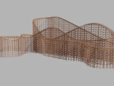 Wooden Rollercoaster Low-poly 3D model
