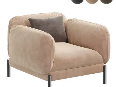 Tarantino Beige Velvet Armchair by Lorenza Bozzoli 3D model
