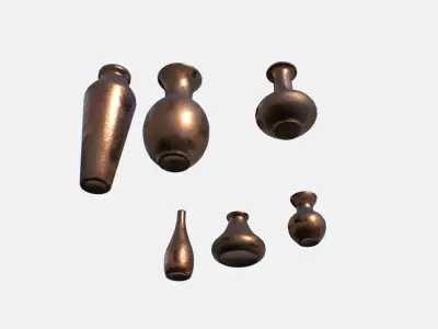 Old Copper Jars pack 2 Low-poly 3D model