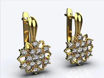 Earrings in gold with diamonds 3D print model