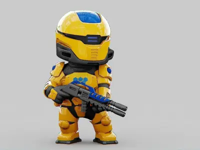 TOON CYBER TROOPER-B Rigged for Unreal Engine - Unity - MIXAMO 3D model