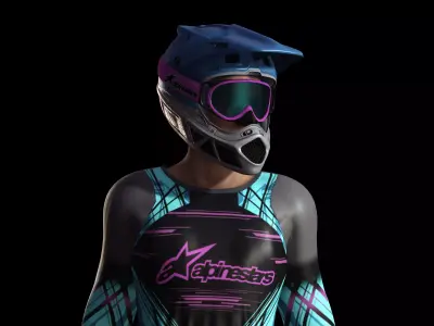 Downhill Rider 3D Model  Low-poly 3D model