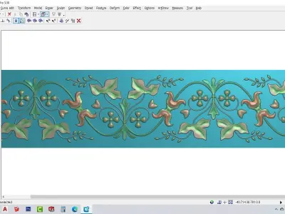 CNC gold-plated sculpted wooden frame pattern 3D model