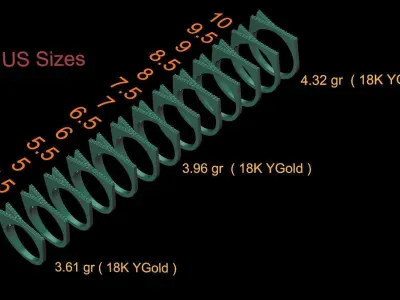 alphabet jewelry ring diamond letter Y 3D print model