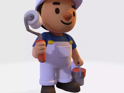 The Painter Pose  Stylized Render Asset  3D print model