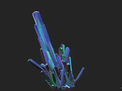 Rainbow Crystals For Game Engine Ready Low-poly 3D model