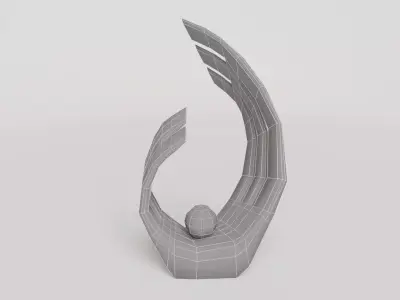 Interior decoration wave art sculpture Low-poly 3D model