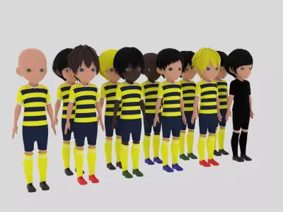 Yellow Soccer - Football Team Low-poly 3D model