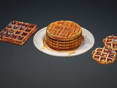 Gofres pack - 3 gofres 4k Low-poly 3D model