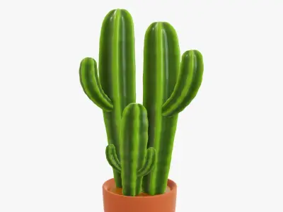 Cactus in planter pot 03 stylized 3D model