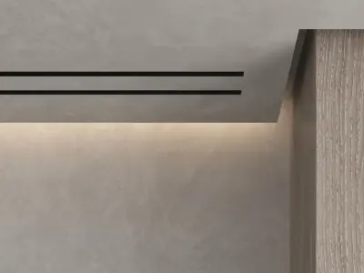 Decorative wall with fireplace set 16 3D model