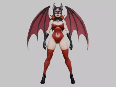 Lowpoly Rogue Bat Woman Character Game-Ready 3D Asset   Low-poly 3D model