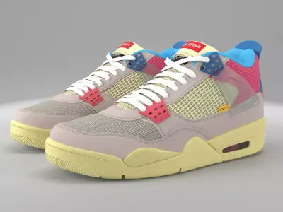 Air Jordan 4 Retro Union LA Guava Ice PBR Low-poly 3D model