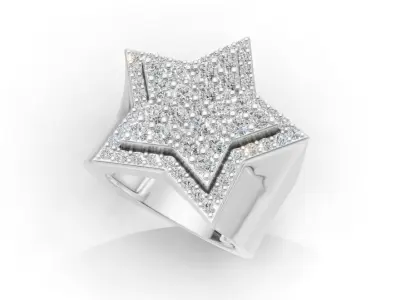 Luxury Star-Shaped Diamond Ring 3D print model