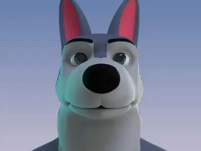 Stylized Old Wolf NoRig Low-poly 3D model