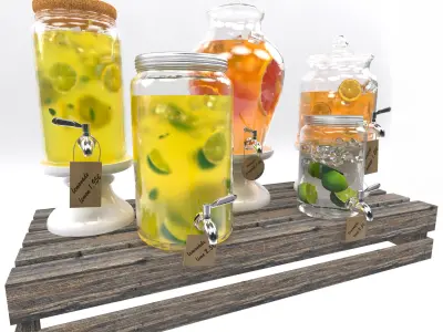 Lemonade set 2 in jar with tag 3D model