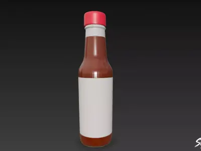 Hot Sauce Bottle Low-poly 3D model