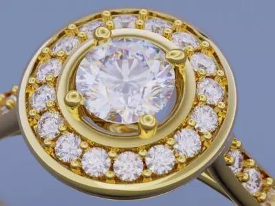 HALO ring 1ct Free 3D model