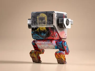 UE4 Game-ready - PBR Cubic Robot Low-poly 3D model