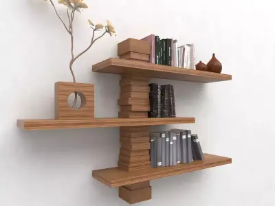 Modern Wall Bookshelf Free 3D model