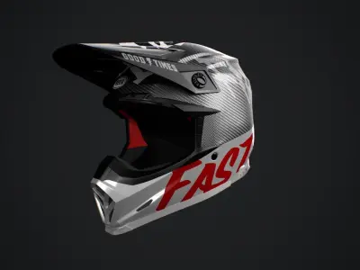 Bell Moto-9 Flex Fasthouse Helmet High and Low Poly Set Low-poly 3D model