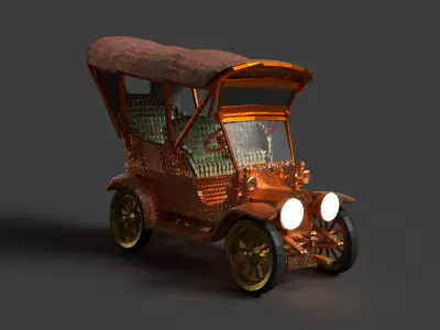 Chinese vintage car   Low-poly 3D model