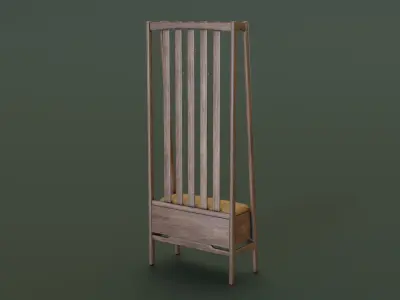 Mid-Century Coat Rack Low-poly 3D model