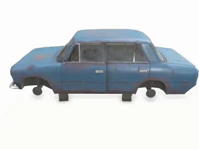 Soviet abandoned car Low-poly 3D model