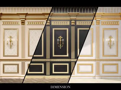  Boiserie classic panels and Decorative Crafts Wood Sconce - 185 3D model