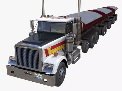 Freightliner Classic side tipper road train Low-poly 3D model